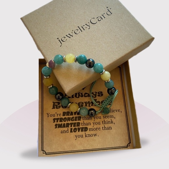 Green and Yellow Jade Beaded Bracelet fits up to 8” inches - Picture 2 of 10